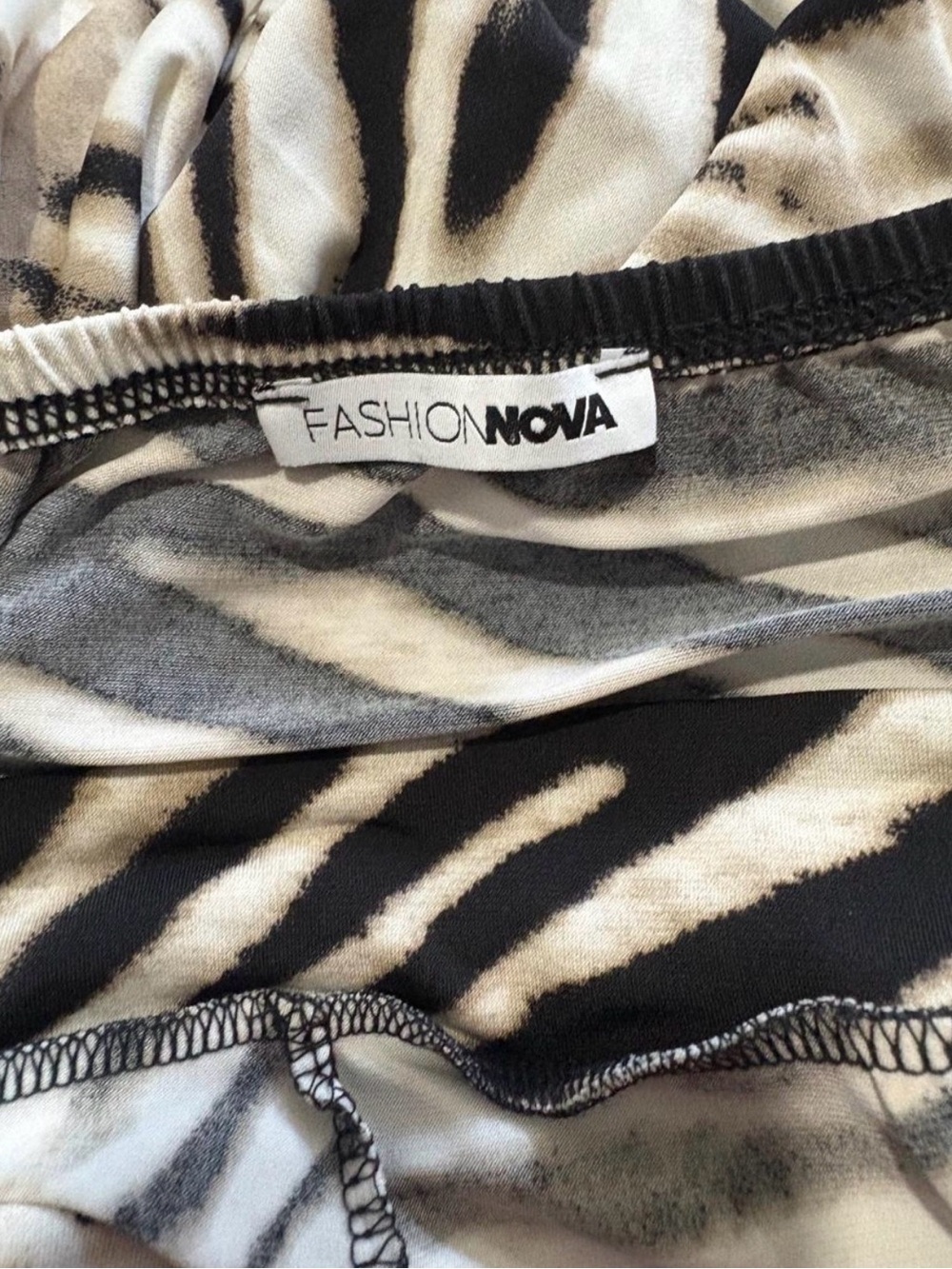 Fashion Nova Zebra Halter Cutout Jumpsuit in Black & Cream - Picture 5 of 6
